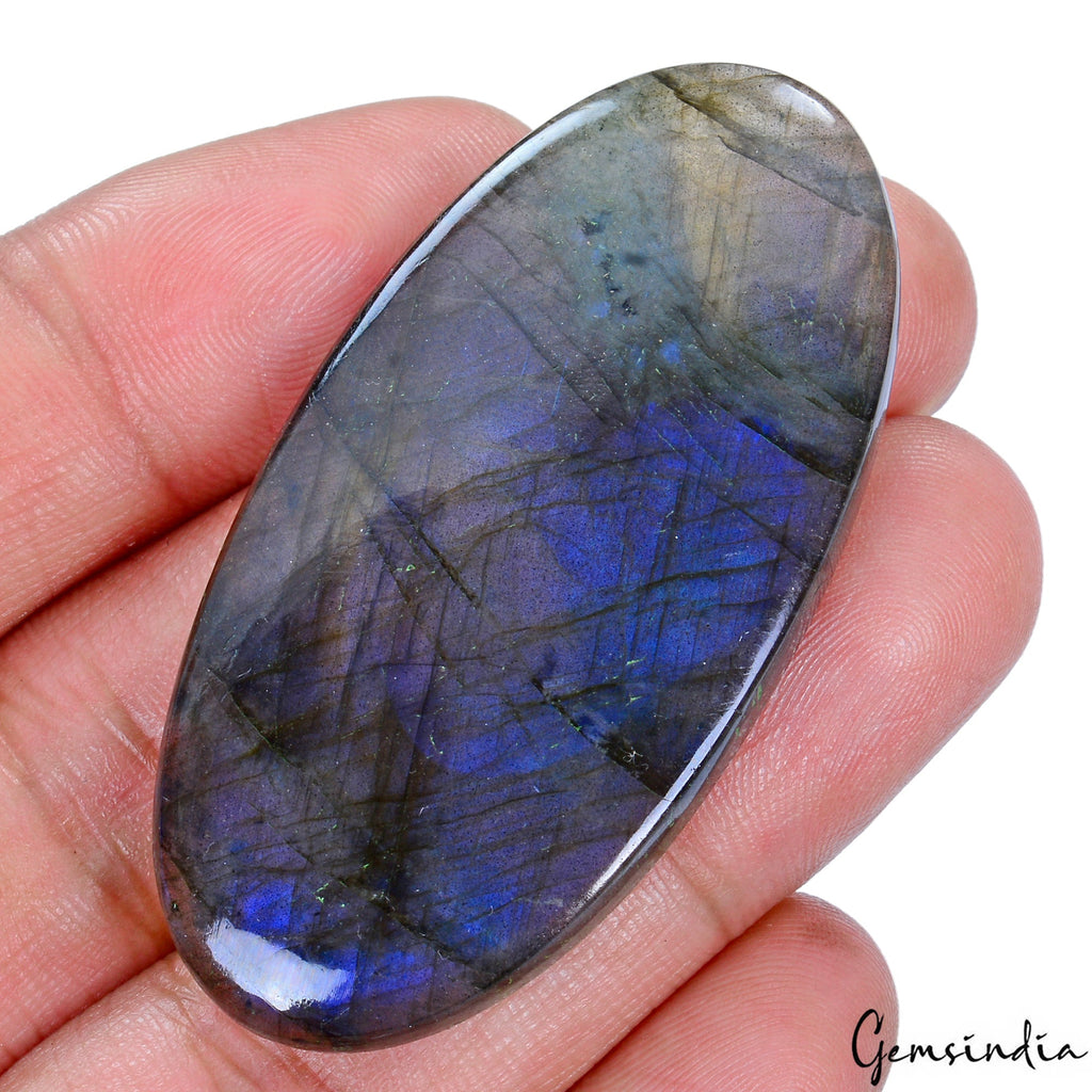 Certified 85 Cts Natural Peach Blue Shine Spectrolite Labradorite Rare Gemstone