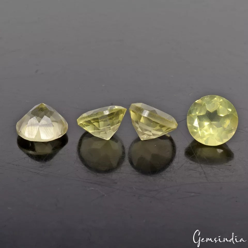 23.40 Ct/4 Pcs Natural Untreated Lemon Citrine Quartz Round Calibrated 11mm Gems