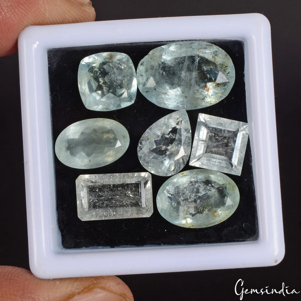 Aquamarine Lot, Loose Gemstone, Untreated — 7 Pieces, 09mm to 16mm, 28.70 Ct, Brazil