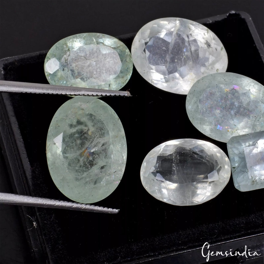 Aquamarine Lot, Loose Gemstone, Oval & Octagon Cut, Untreated — 6 Pieces, 11mm to 14mm, 33.00 Ct, Brazil