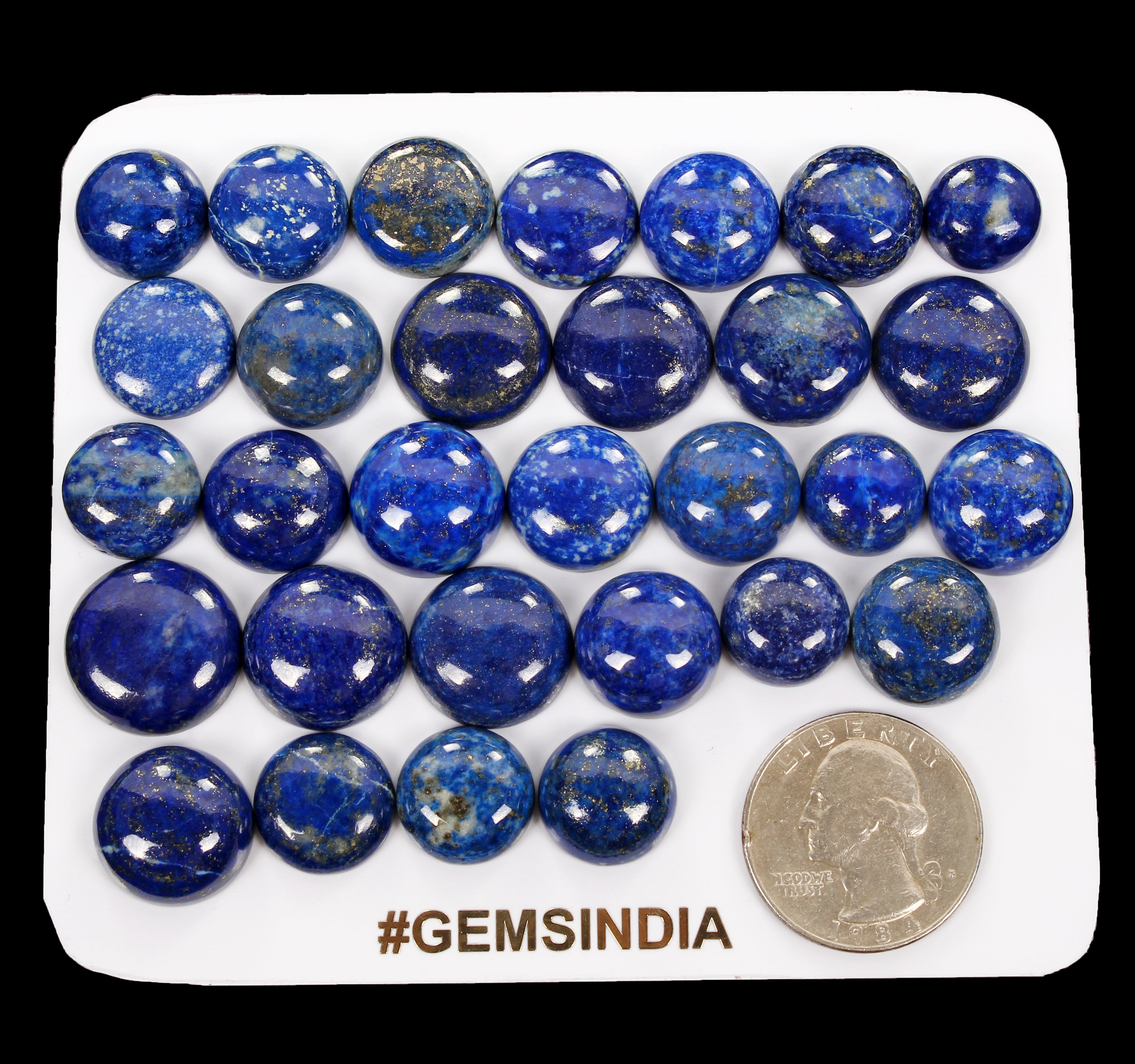 30 Pcs Natural Lapis Lazuli 12-18mm Round Loose Cabochon Gemstones Lot~370 Cts