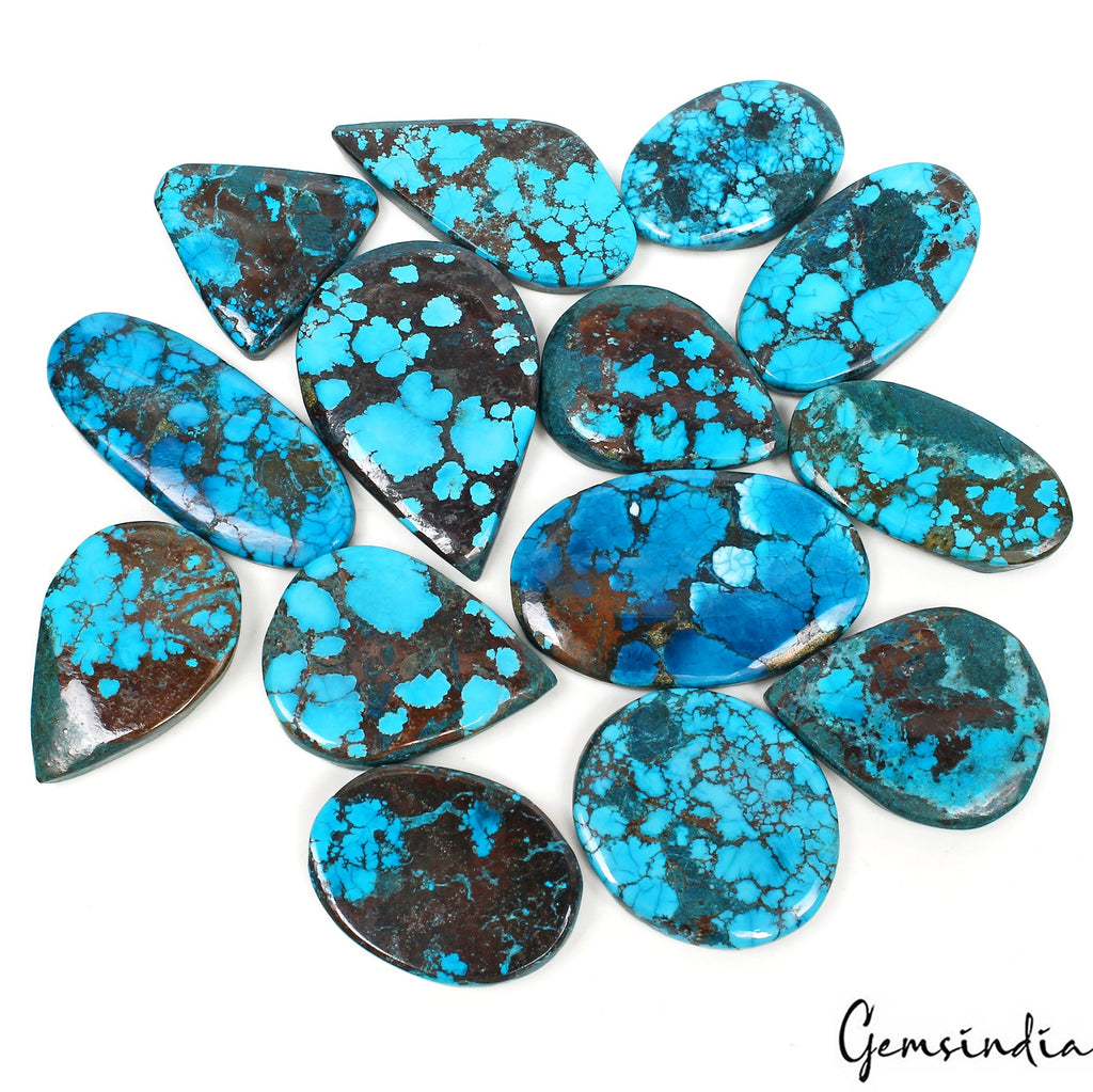 460 Ct Natural Blue Spiderweb Turquoise Mix Cut Loose Gemstone Arizona Lot 14 Pc