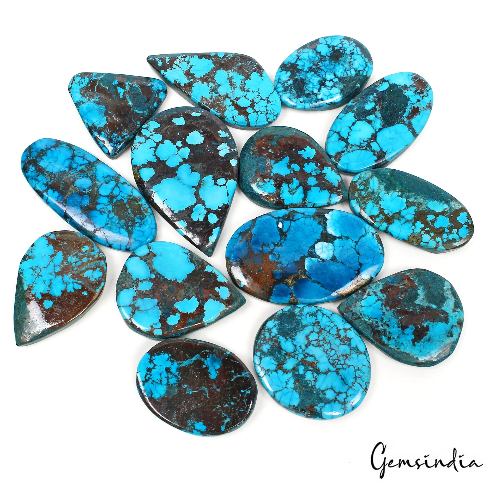 460 Ct Natural Blue Spiderweb Turquoise Mix Cut Loose Gemstone Arizona Lot 14 Pc