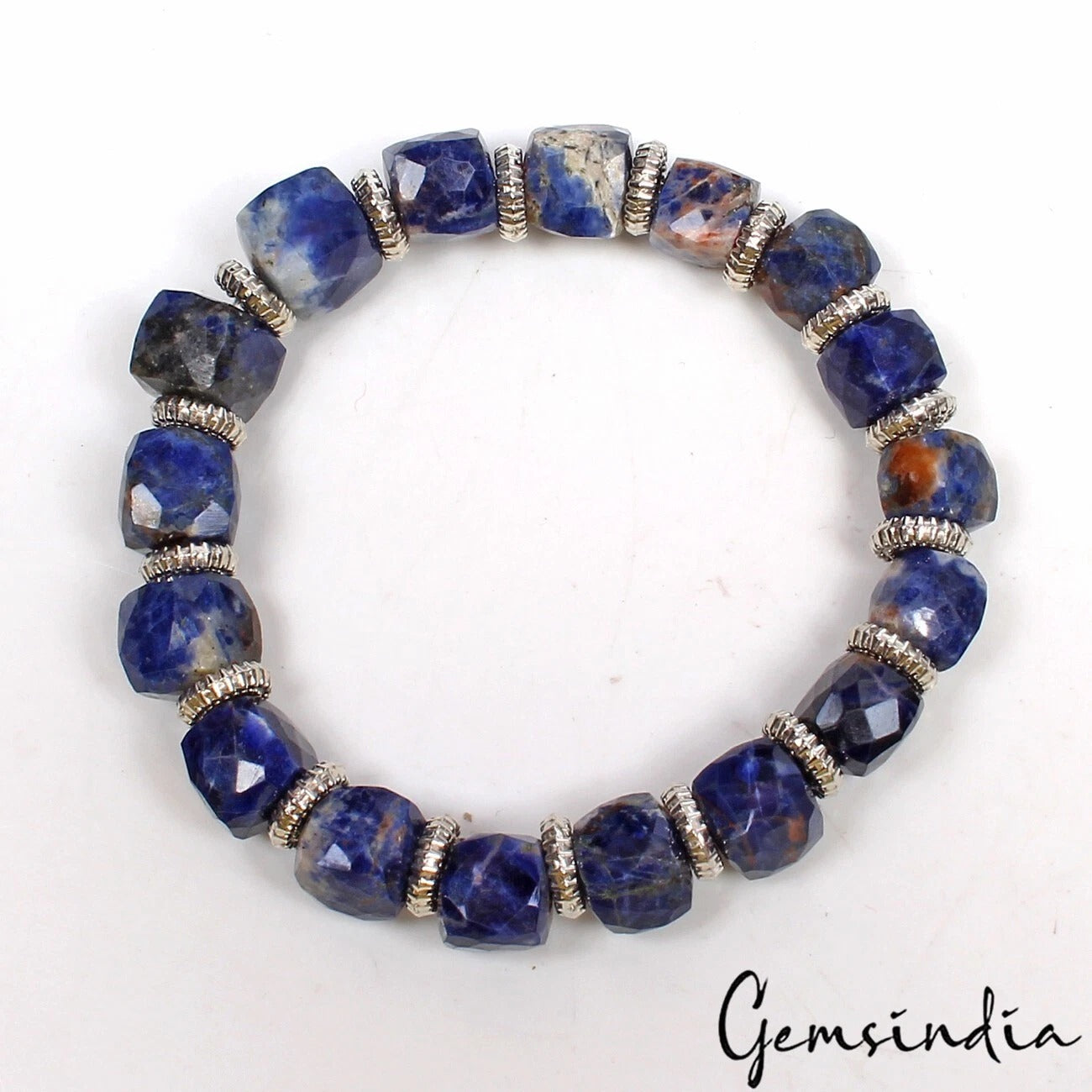 Sodalite Bracelet, Untreated, Blue — 6.5 Inch, 103.35 Ct, Madagascar