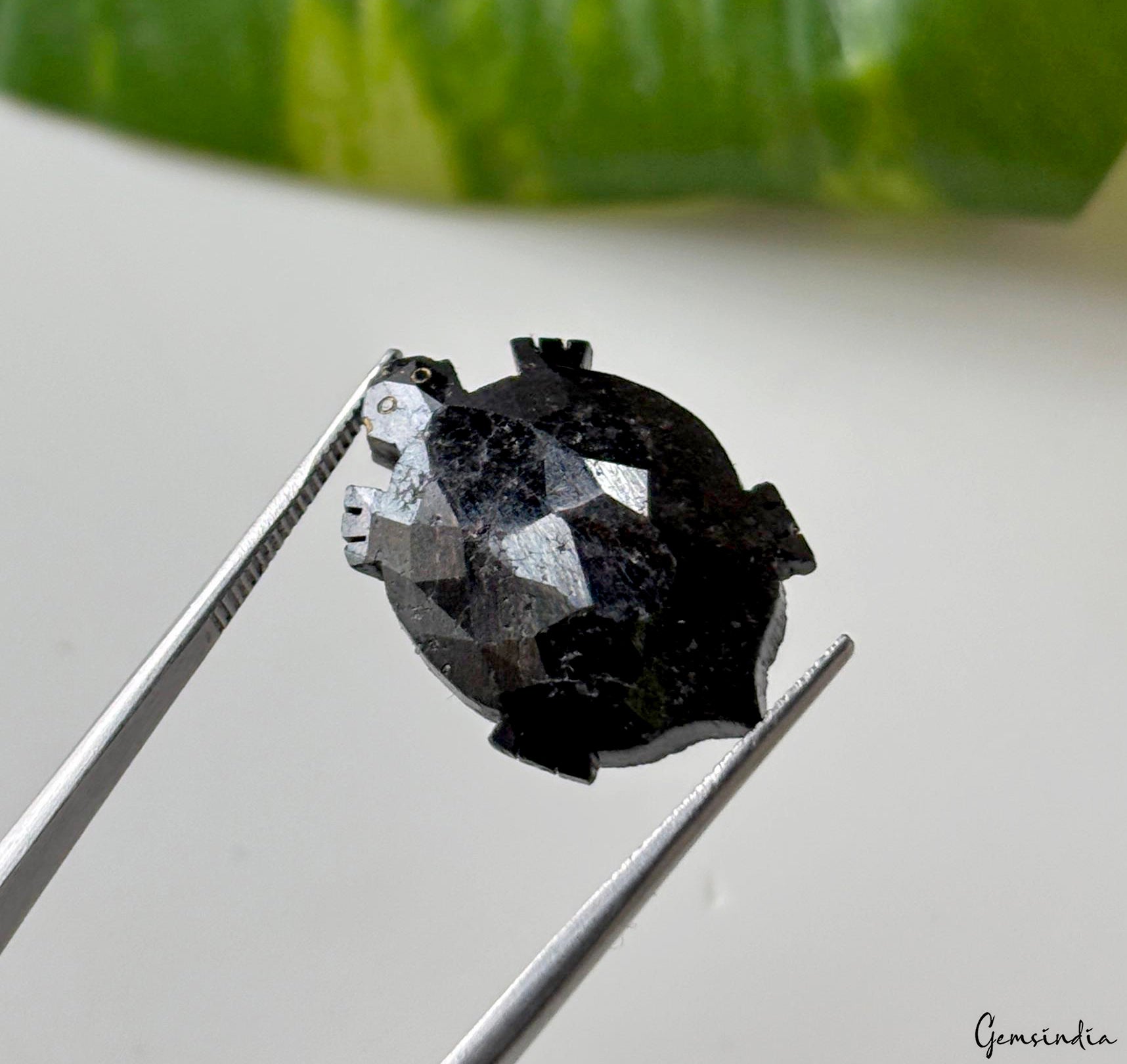 Diamond Loose Gemstone, Color Enhanced, Black — 22x16x5 mm, 15 Ct, Tanzania