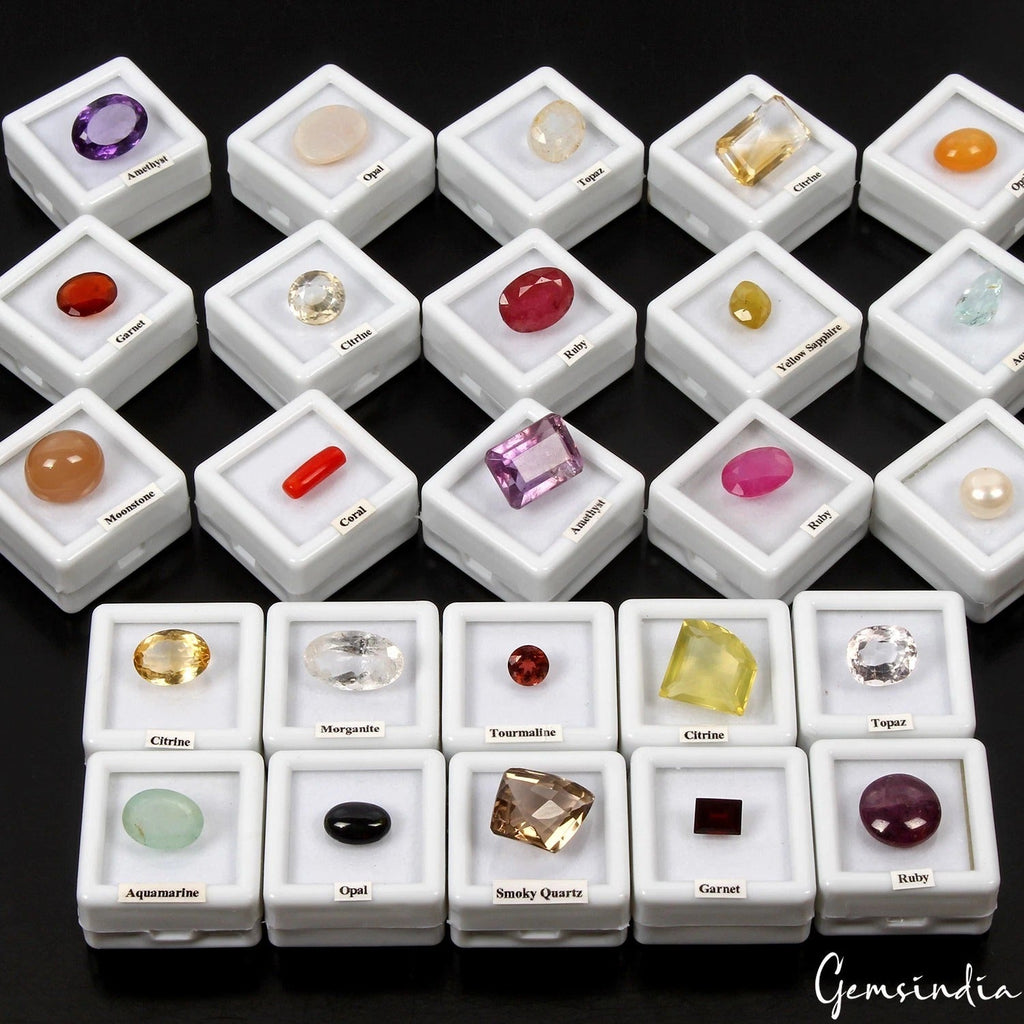 25Pcs Estate Genuine Multi Gems Loose Multi Color Huge Stone Collection w/ Boxes