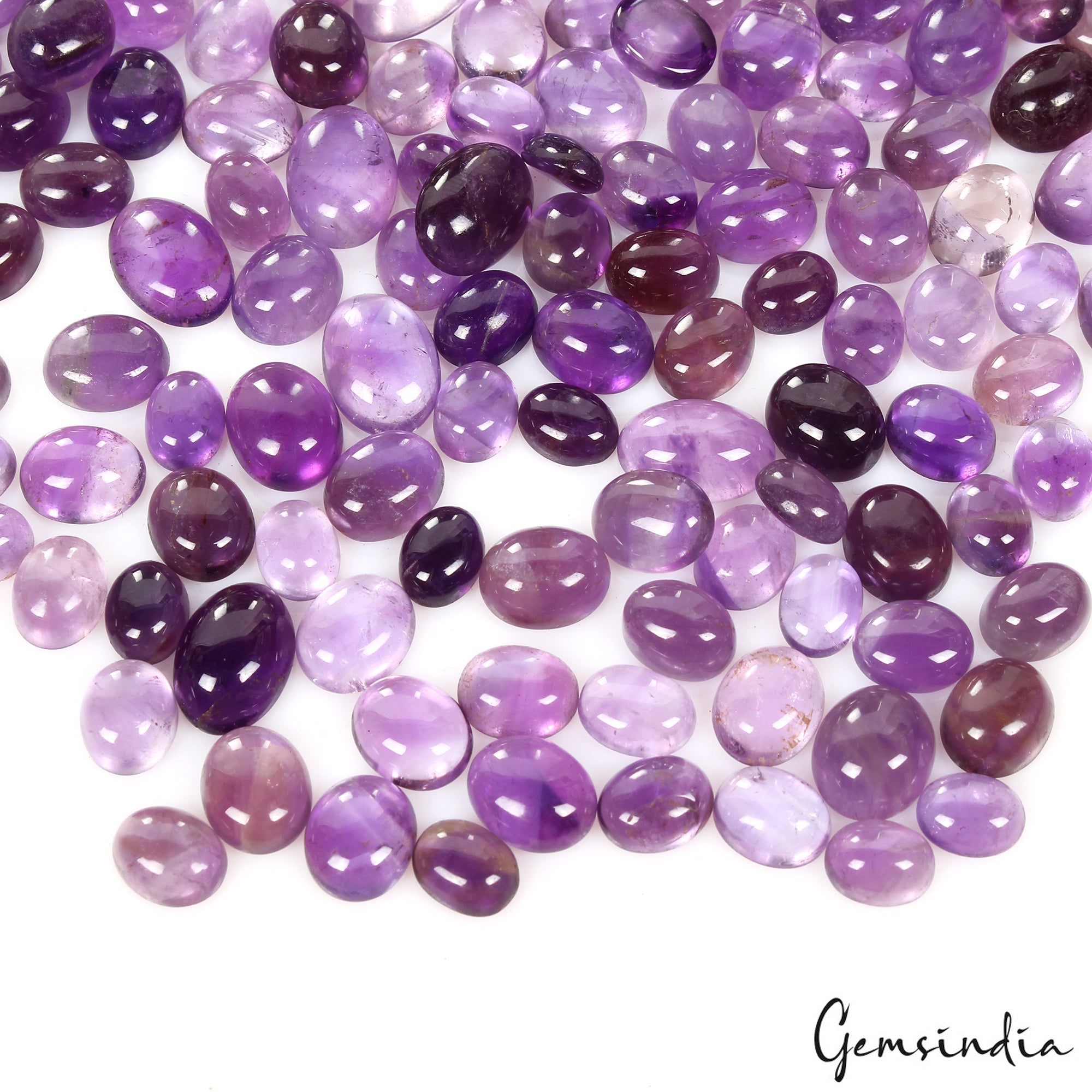 Certified 640 Ct/200 Pcs Natural Untreated Purple Amethyst Oval Cab Gemstone Lot