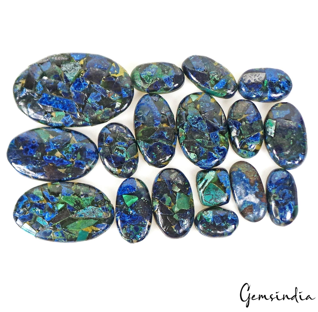 17 Pcs Peacock Color Composite Seraphinite Mix Cabochon Loose Gemstones 500 Cts