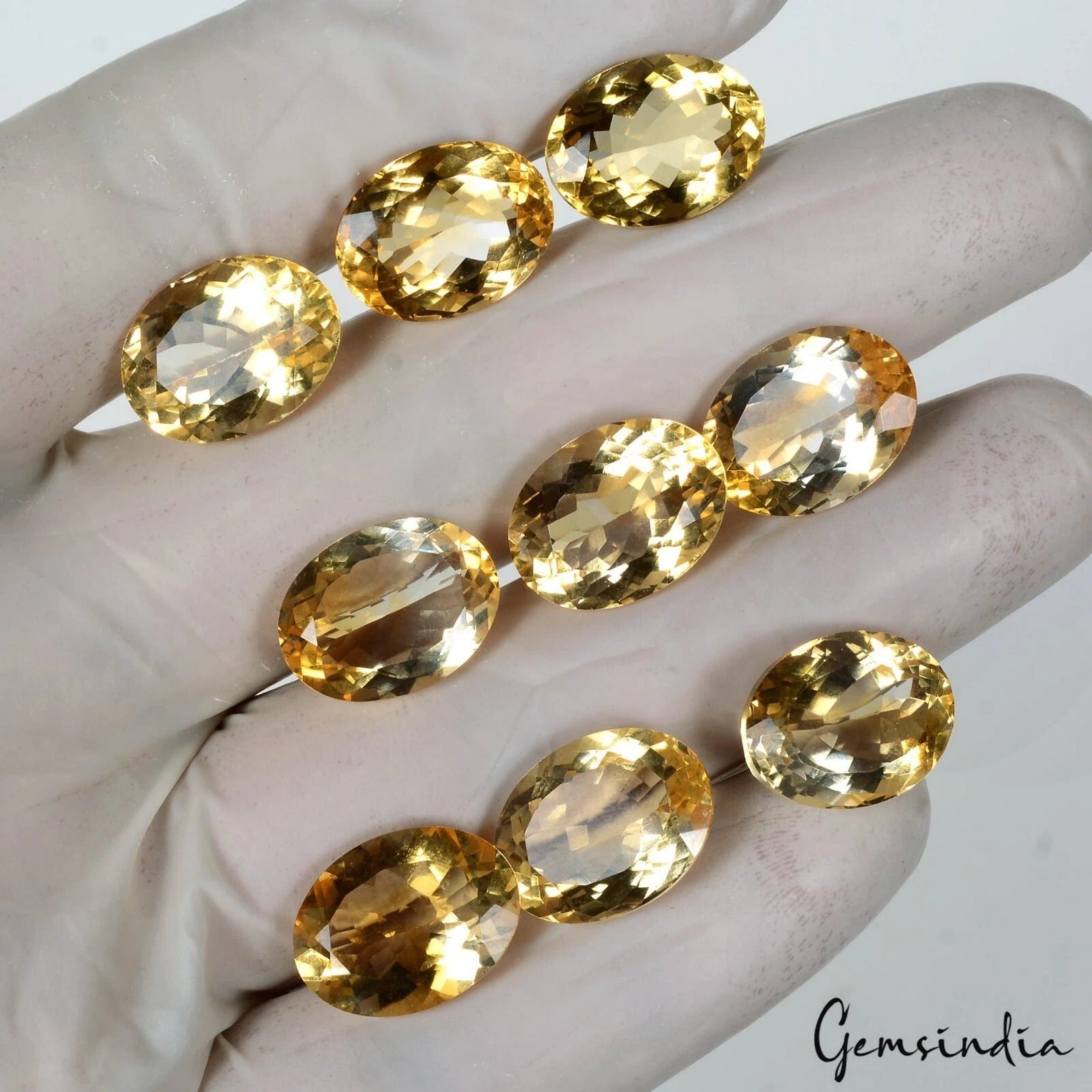 80.20 Ct Natural Yellow Citrine Oval Cut Loose Faceted 15x11mm Gemstones Lot 9Pc