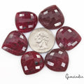 197 Ct/6 Pcs Natural Red Ruby Pear Heart Checker Cut Flat Back Gems For Jewelry