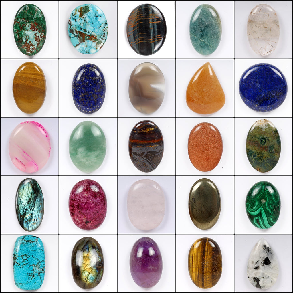 25 Pc Estate Genuine Semi Precious Cabochon Loose Multi Gemstones Lot Collection