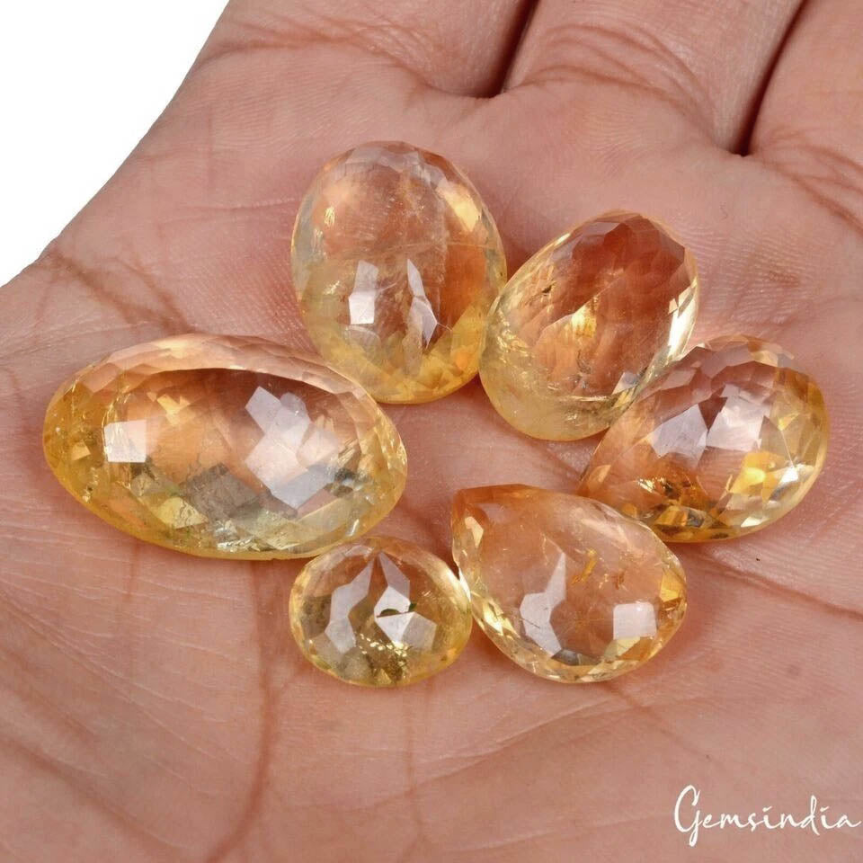 Certified 89.30 Ct/6Pcs Natural Untreated Yellow Citrine Mix Cut Gem For Jewelry