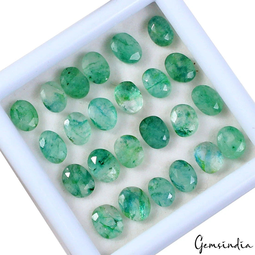24 Pcs Natural Colombian Emerald 6-7mm Stunning Green Ring Size Loose Gemstones
