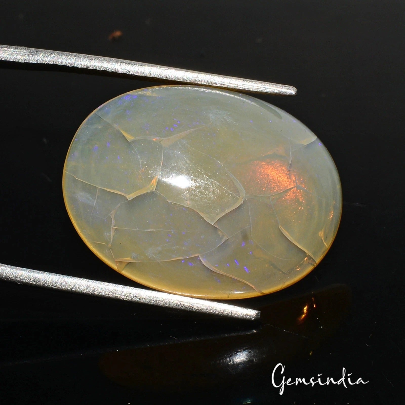 13.20 Cts Natural Australian Multicolor Shine Opal Oval Cab Loose Gem For Ring