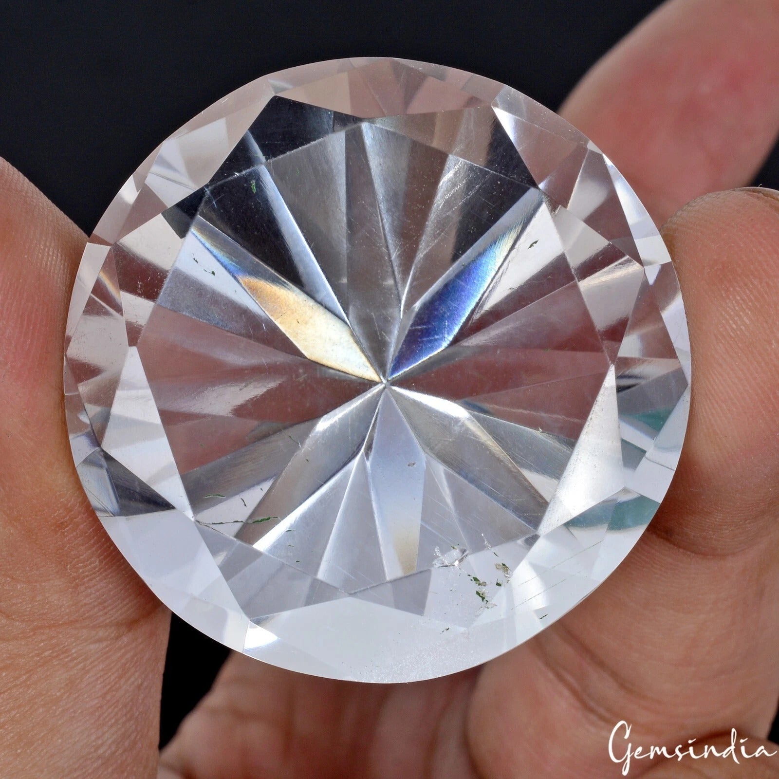 237.30 Ct Natural White Quartz Crystal Round/Diamond Cut Unheated Rare Huge Gem