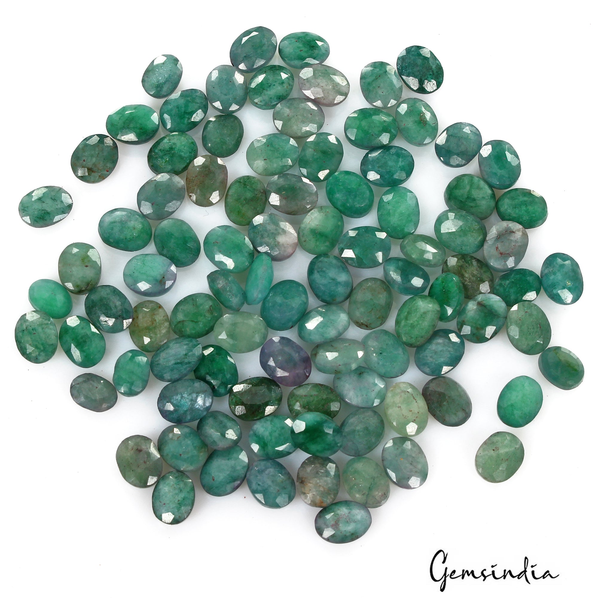 Certified 122 Cts/93 Pcs Natural Green Emerald Oval Faceted Cut Gems For Jewelry