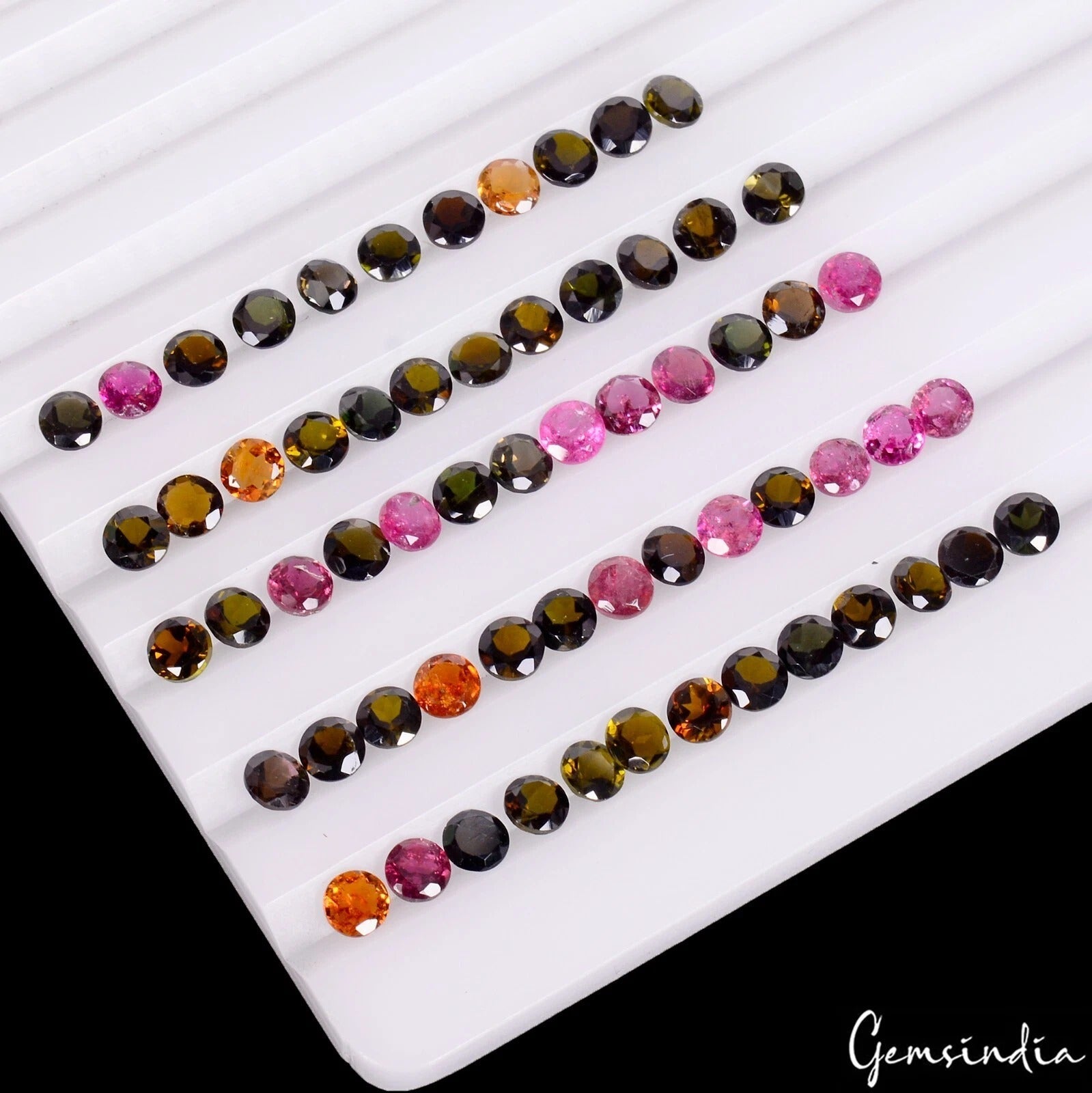 Multi Color 4mm Round Cut Natural Tourmaline Unheated Mozambique Gemstones ~61 P