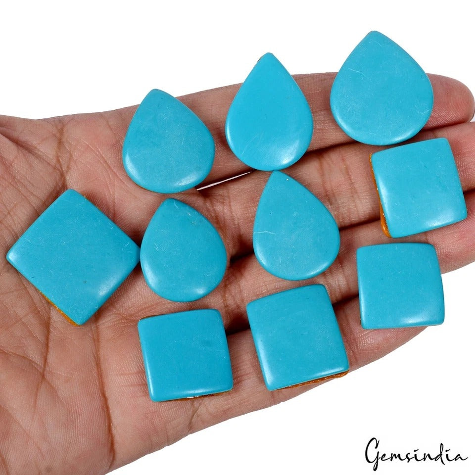 10 Pcs Chinese Blue Turquoise Mix Cabochon Loose Jewelry Gemstones Lot ~196 Cts