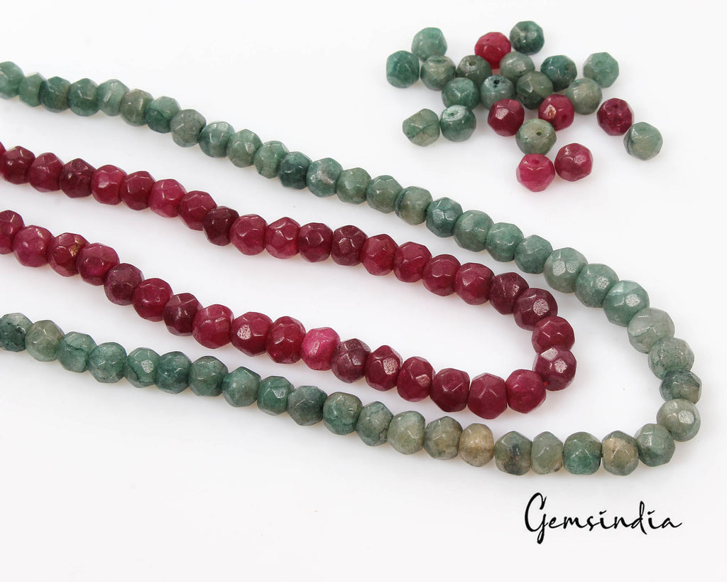 360 Ct/114 Pcs Natural Red Green Quartz Round Cut 7mm-8mm Drill Bead For Jewelry