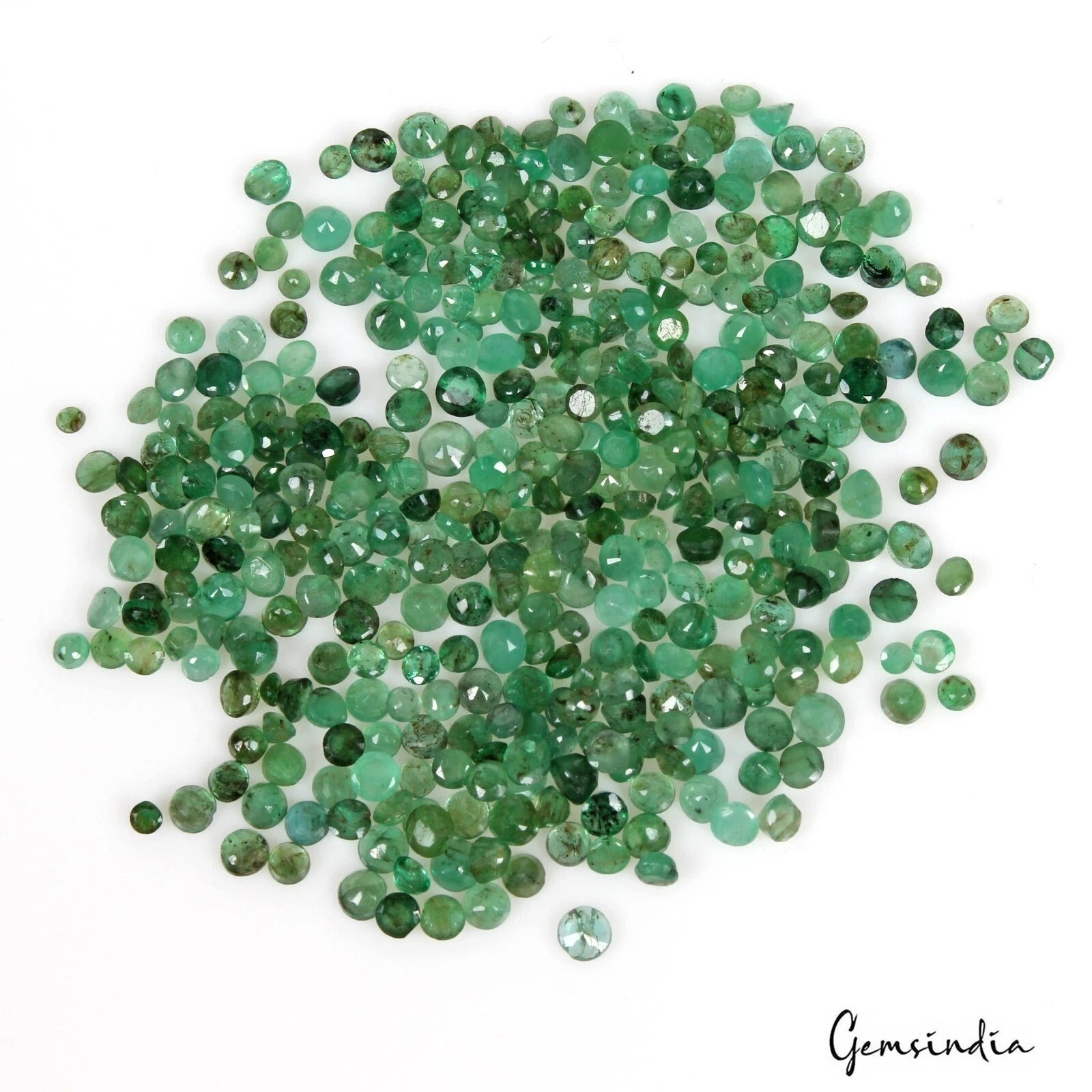 36.50 Ct/400 Pcs Natural Colombian Green Emerald Round Cut Loose Gem For Jewelry