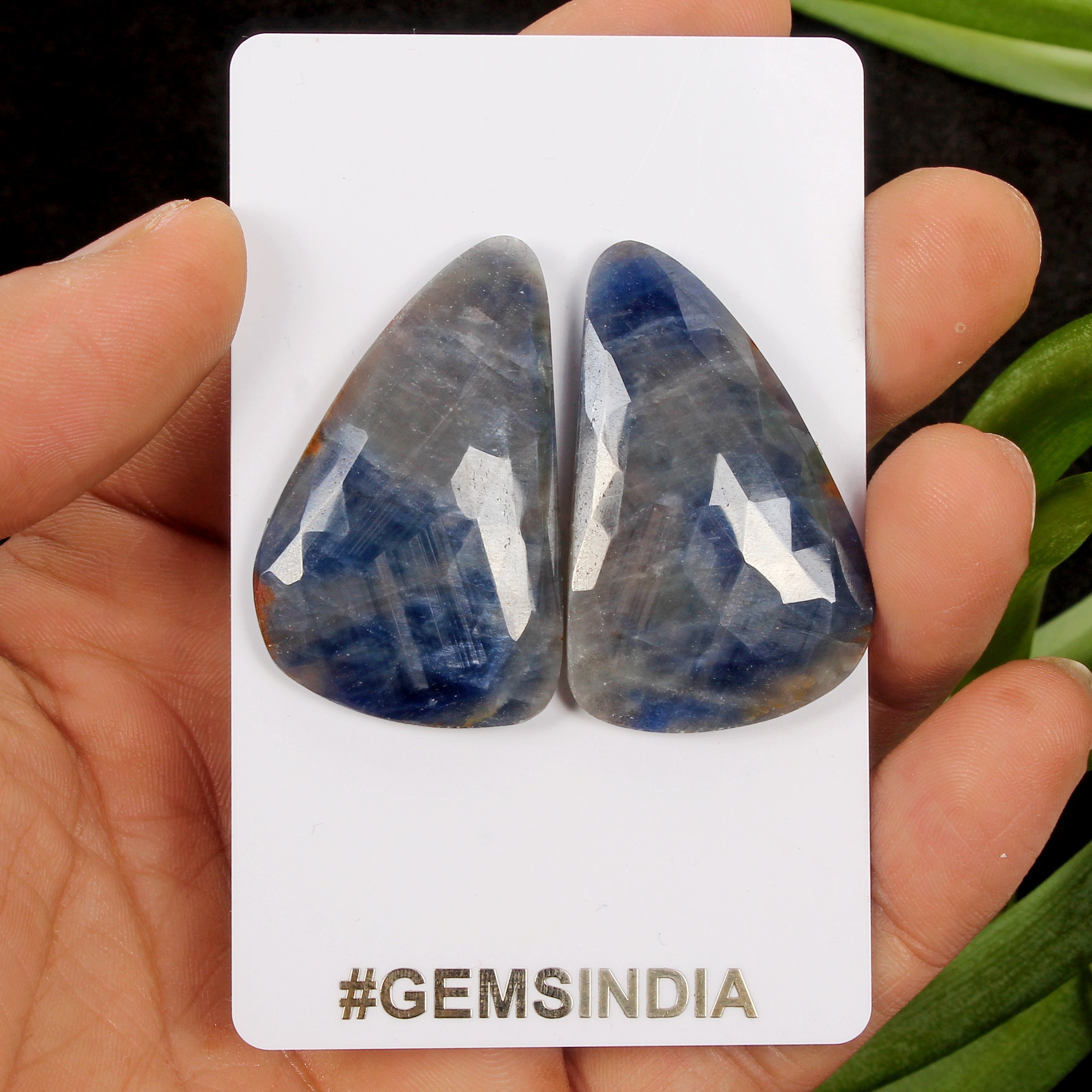 100 Cts/2 Pcs Natural Unheated Sapphire Pair 41x27mm Bi-color Matching Gemstone