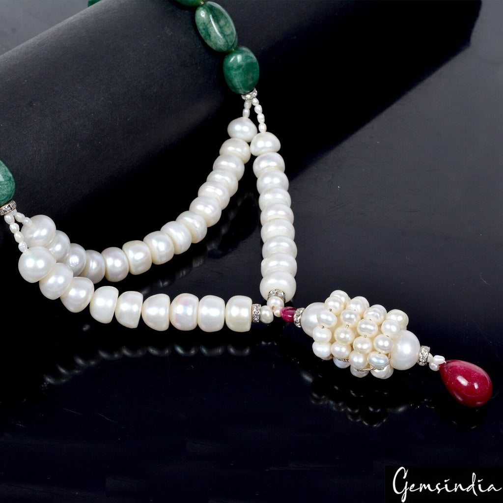 Emerald Necklace, Color Enhanced — 21 Inch, 590 Ct, Brazil