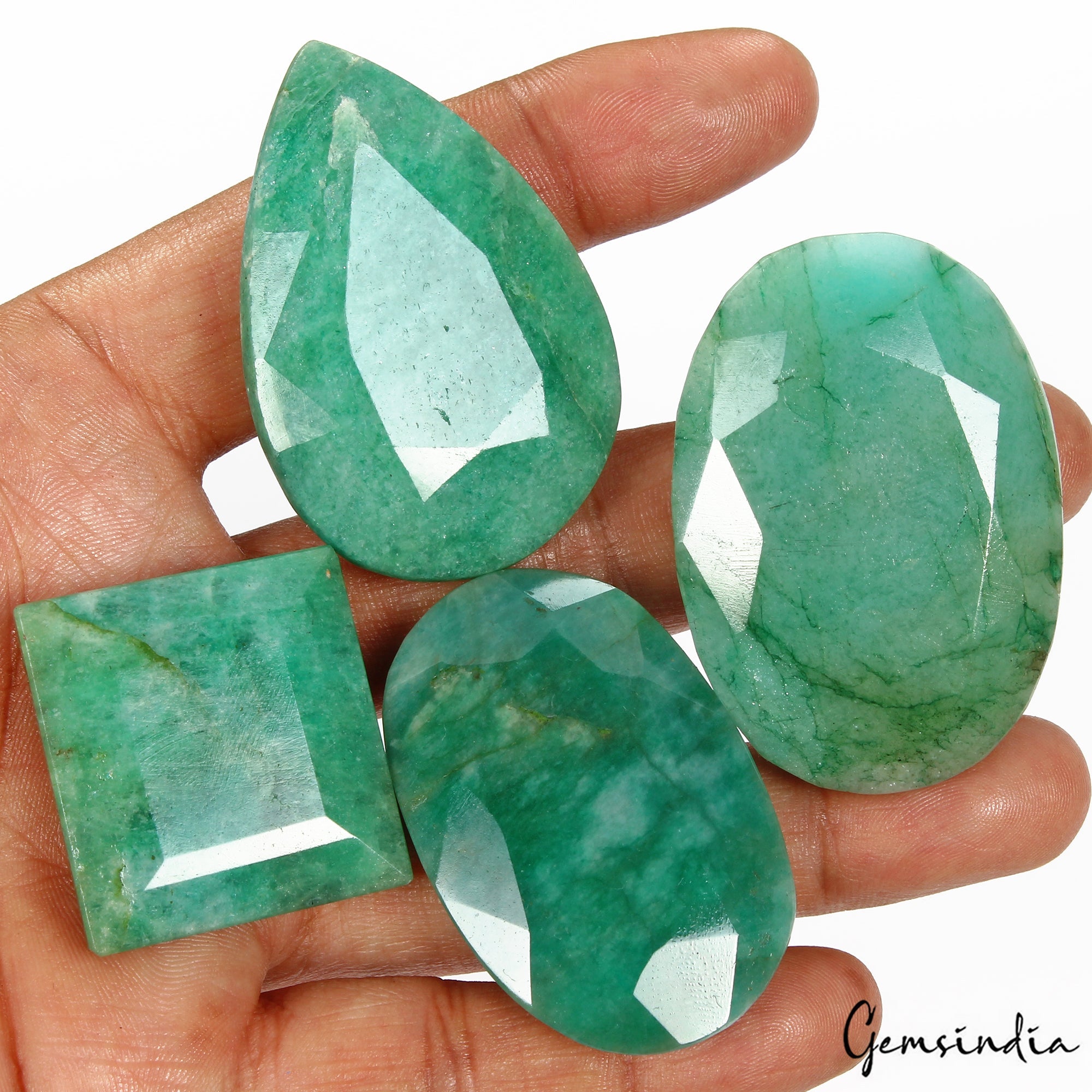 660 Cts/4 Pcs Natural Brazilian Blue Green Emerald Mix Cut Loose Wholesale Gems