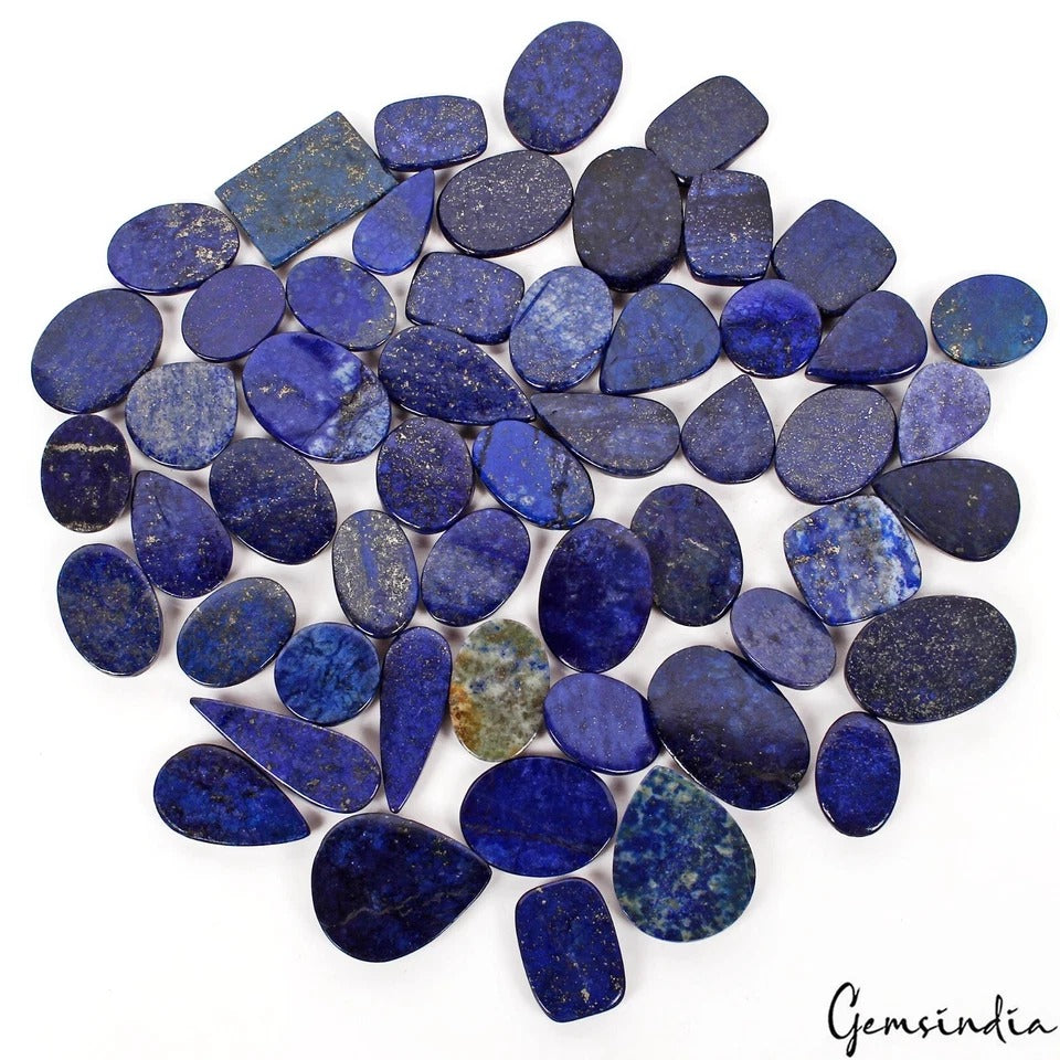 Pyrite Lot, Cabochon, Color Enhanced, Blue — 52 Pieces, 21mm to 42mm, 2000 Ct, Afghanistan