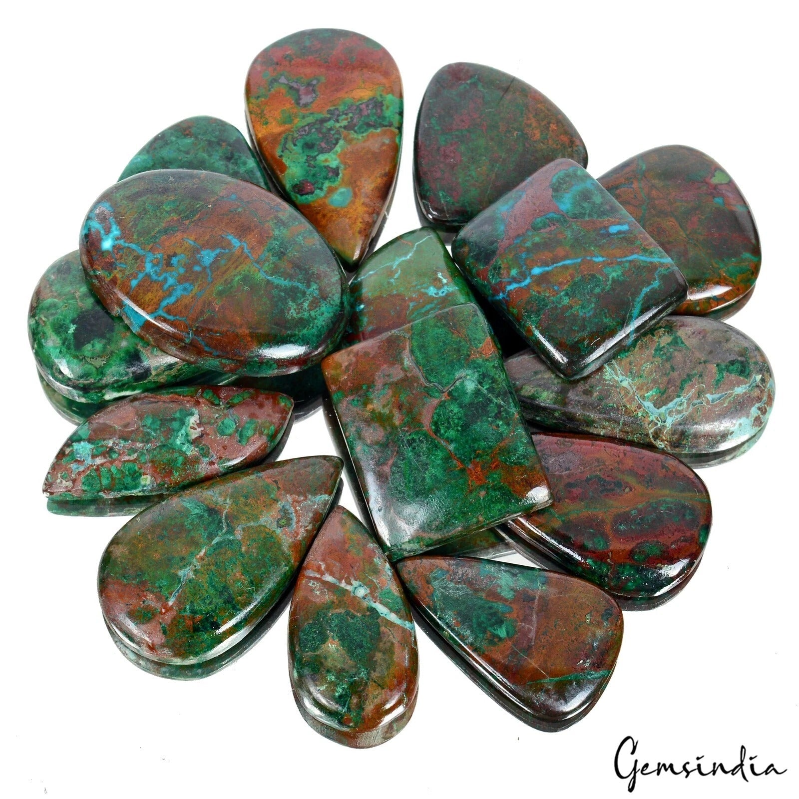 15 Pcs Natural Azurite Chrysocolla Untreated Mix Cabochon Loose Gemstones~500 Ct