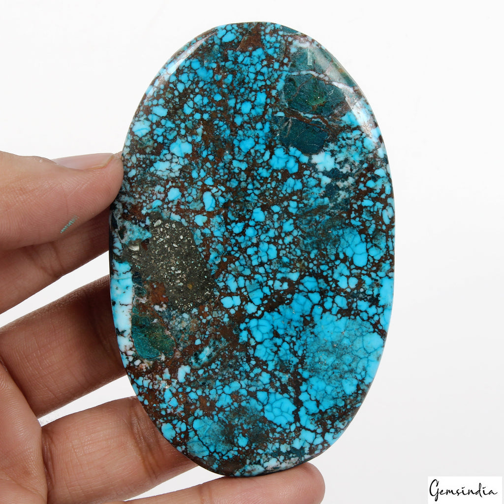 460 Cts Spiderweb USA Arizona Blue Turquoise Oval Cab Loose Museum Size Gemstone