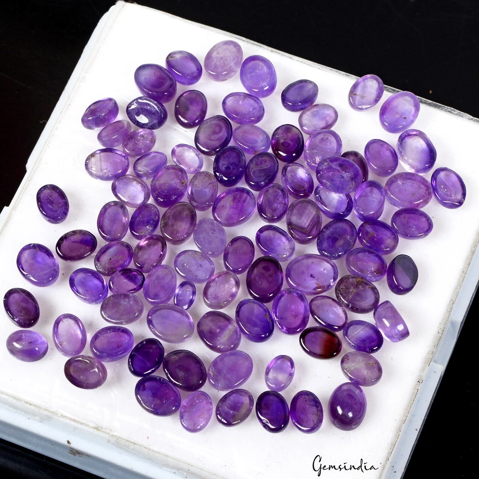 Certified 152.70 Ct/88 Pcs Natural Untreated Purple Amethyst Oval Cab Loose Gems