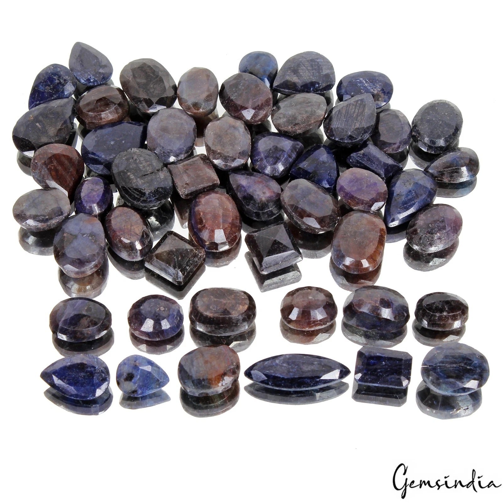 500 Cts/49 Pcs Natural African Blue Sapphire Mix Cut Loose Gems Lot For Jewelry
