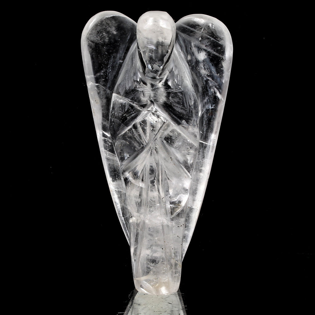 286 Cts Natural White Quartz Crystal Pocket Good Luck Angel Statue~2.75 In