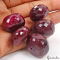 5 Pcs Natural Red Ruby Round Faceted Cut Huge Drilled Gemstone Beads Lot ~700 Ct