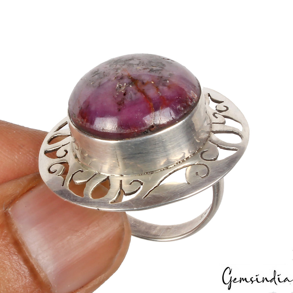 Genuine 13.35 Gm Solitaire Natural Star Ruby Ring 925 Sterling Silver Size 5.5US