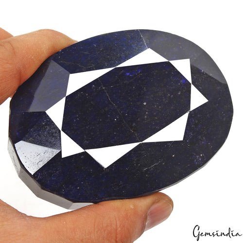 African Blue Sapphire Loose Gemstone, Color Enhanced — 92x67x43mm, 2570 Ct, Africa