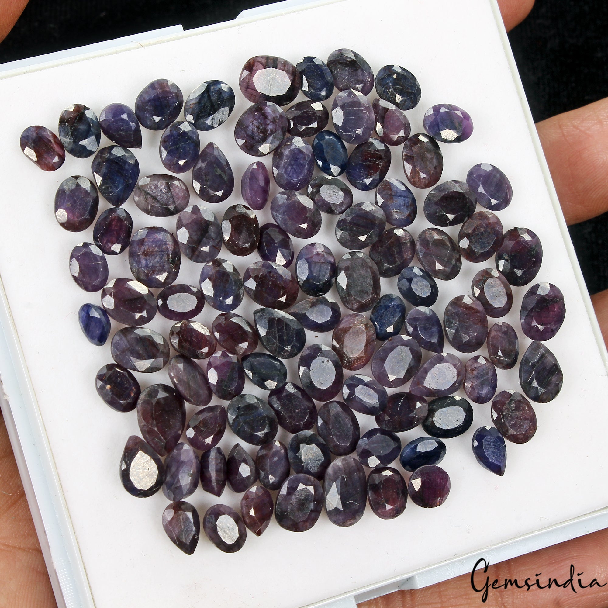 100% Natural Blue Sapphire Loose Gemstone Lot - Purple Violet Faceted Mix -94 Pc