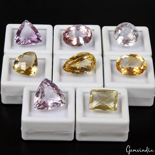 Amethyst Loose Gemstone, Untreated, Purple & Yellow — 15mm to 21mm, 113.70 Ct, Brazil