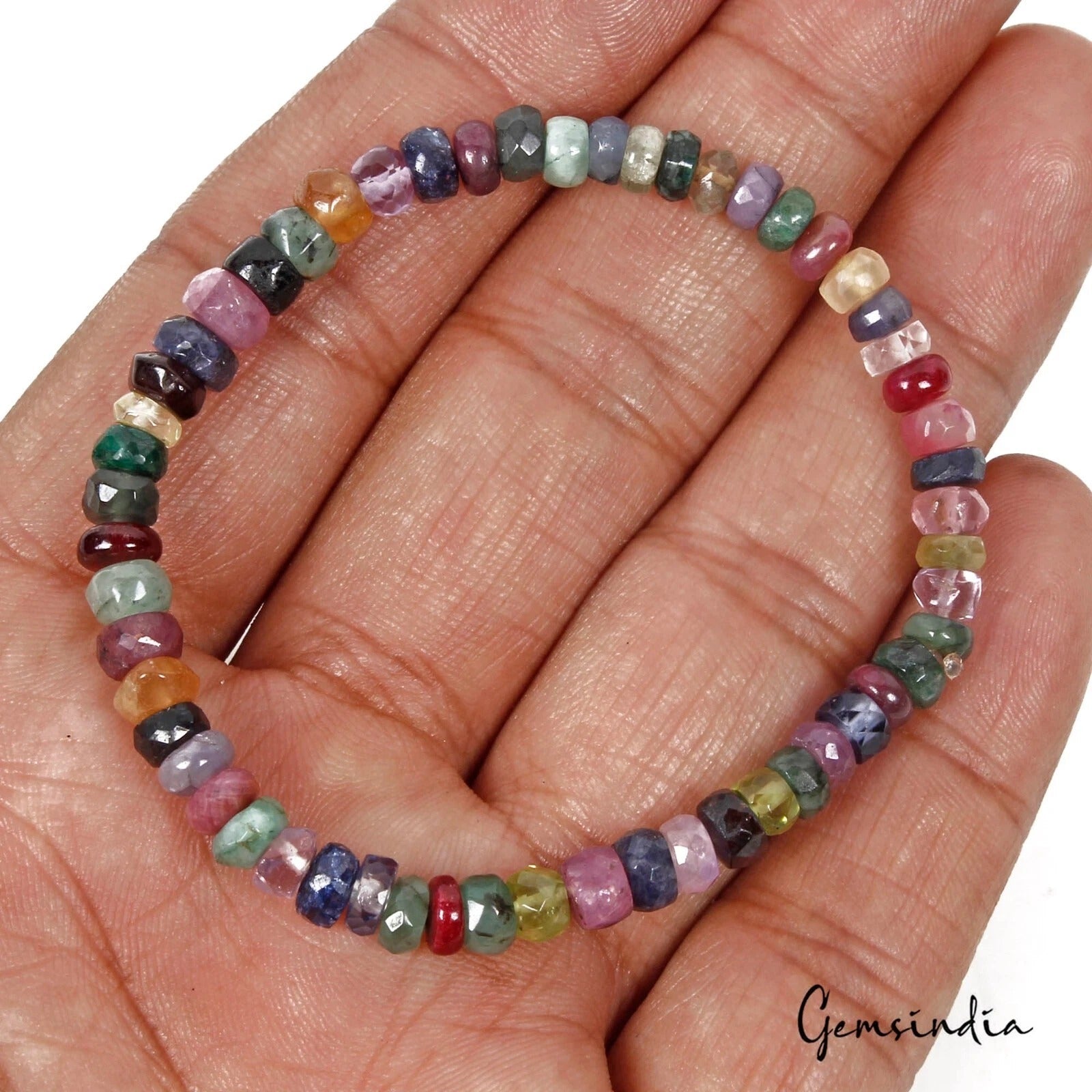 Beautiful Multi Color Faceted Rondelle Gemstone Beads Women Bracelets 6''