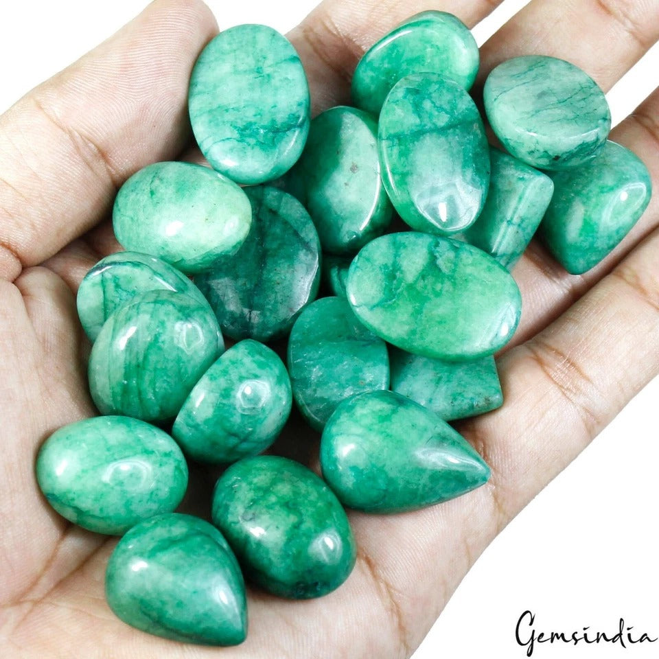 Emerald Lot, Cabochon, Color Enhanced, Green — 20 Pieces, 19mm to 27mm, 750 Ct, Brazil
