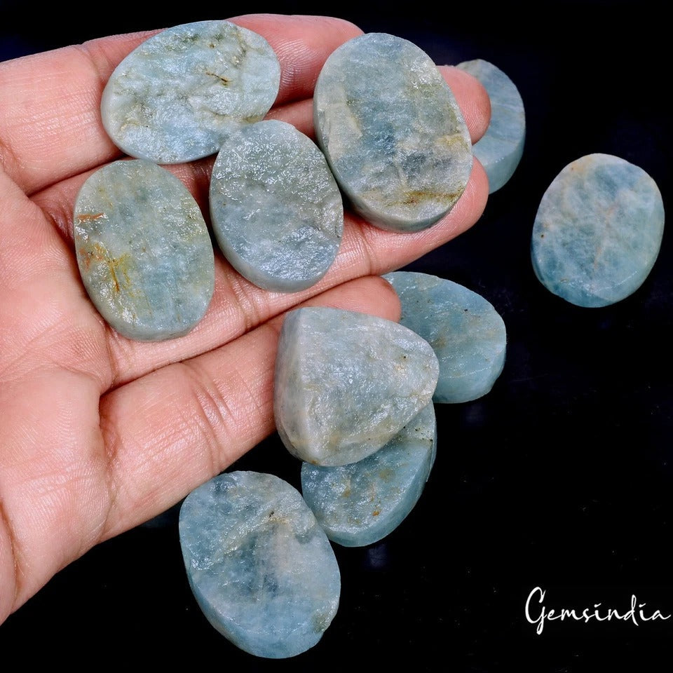 770 Cts Natural Blue Green Aquamarine Druzy Beryl Untreated Loose Gemstones Lot
