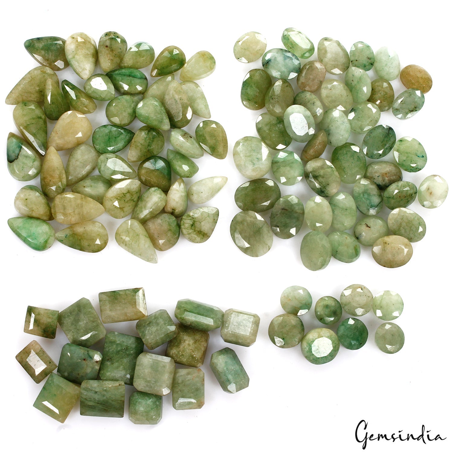 500 Ct/103Pc Natural Green Brazilian Emerald Loose Gemstones Lot Mix Cut 10-17mm