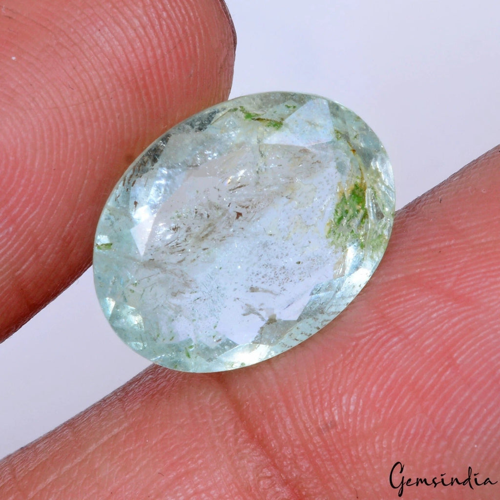 Certified 7.10 Ct Natural Untreated Blue Green Aquamarine Oval Faceted Gemstone