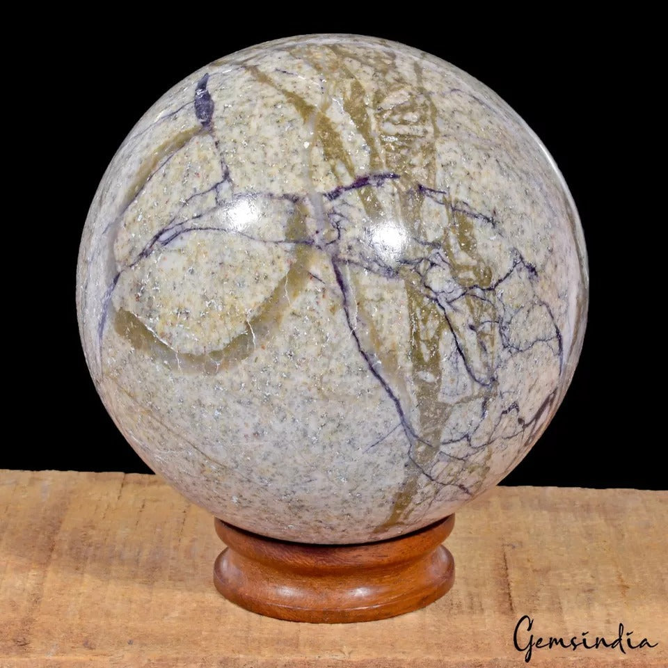 3120 Cts Natural Lapis Calcite Matrix Huge Gem Sphere Crystal Healing Mineral 3"