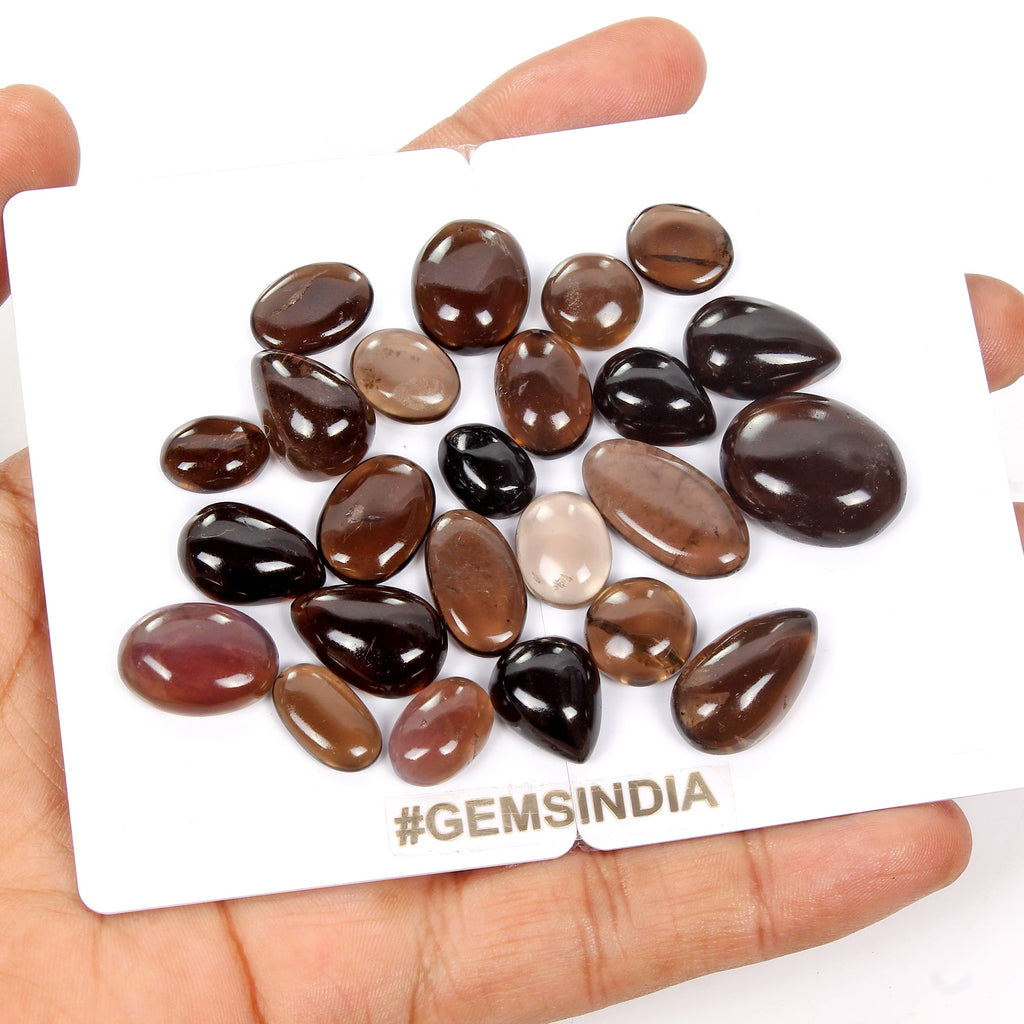 200 Cts Natural Brown Smoky Quartz Mix Cabochon Loose Untreated Gemstones~24 Pcs