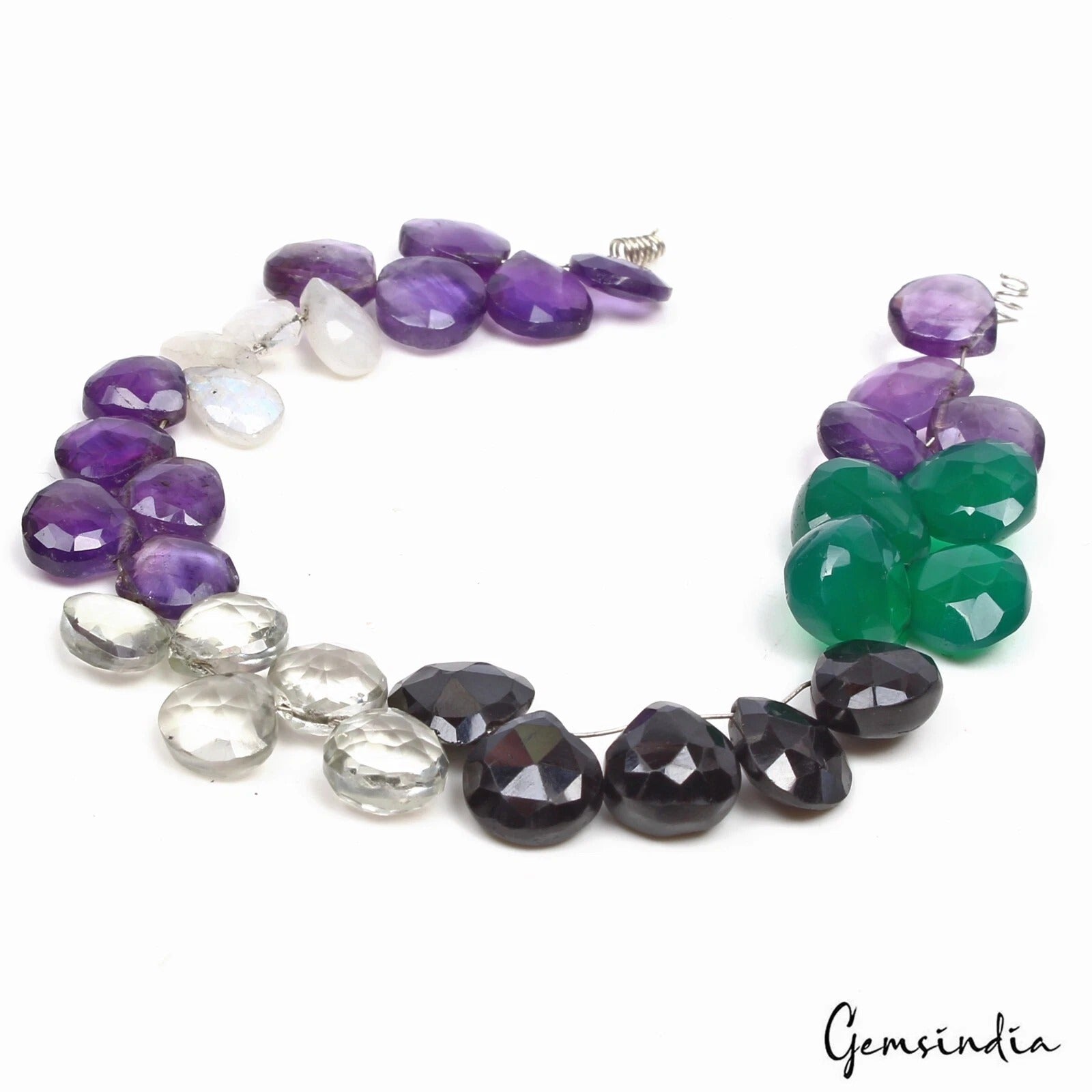 98.00 Ct Natural Multi Gemstone Pear Checker Cut Drilled Bead Strand 7.5 Inch
