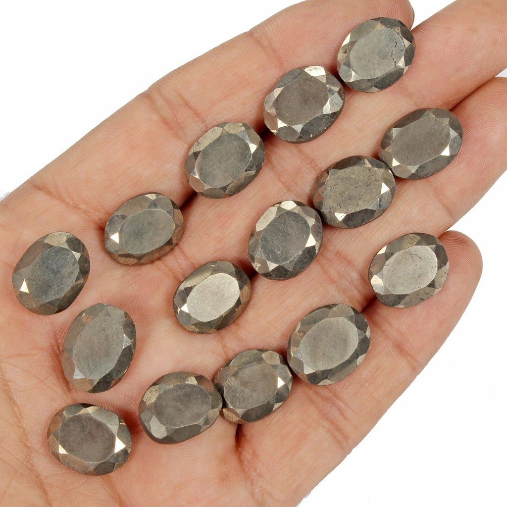 15x12mm Natural Gold Pyrite Untreated Oval Cut Loose Ring Size Gemstones~ 15 Pcs
