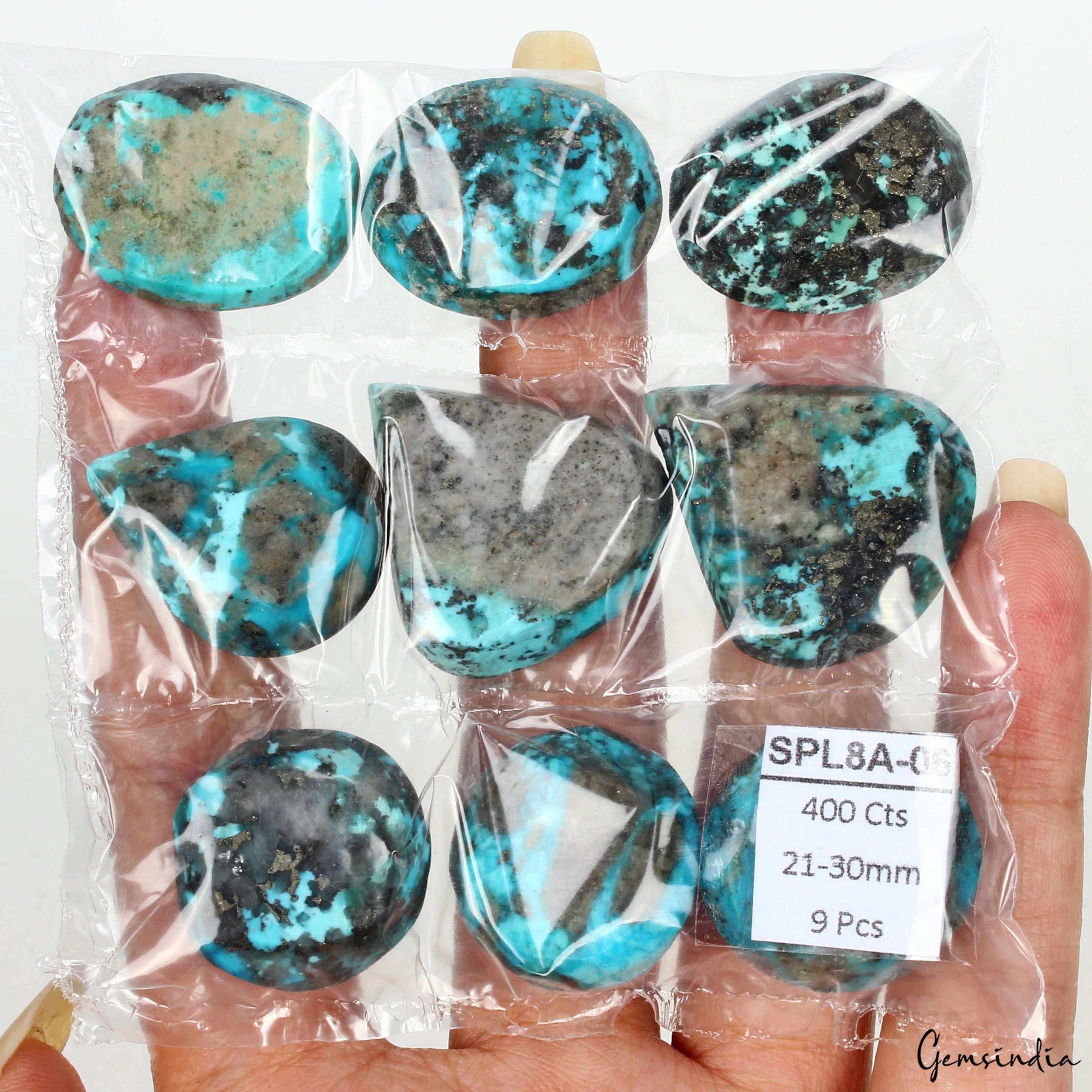 400 Ct/9 Pcs Natural Turquoise Top Quality 21-30mm Cab Untreated Loose Gemstones