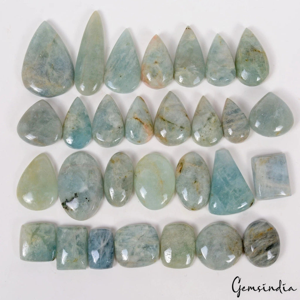830 Ct. Natural Beryl Aquamarine Blue Green Mix Cabochon Loose 19-44mm Gemstones