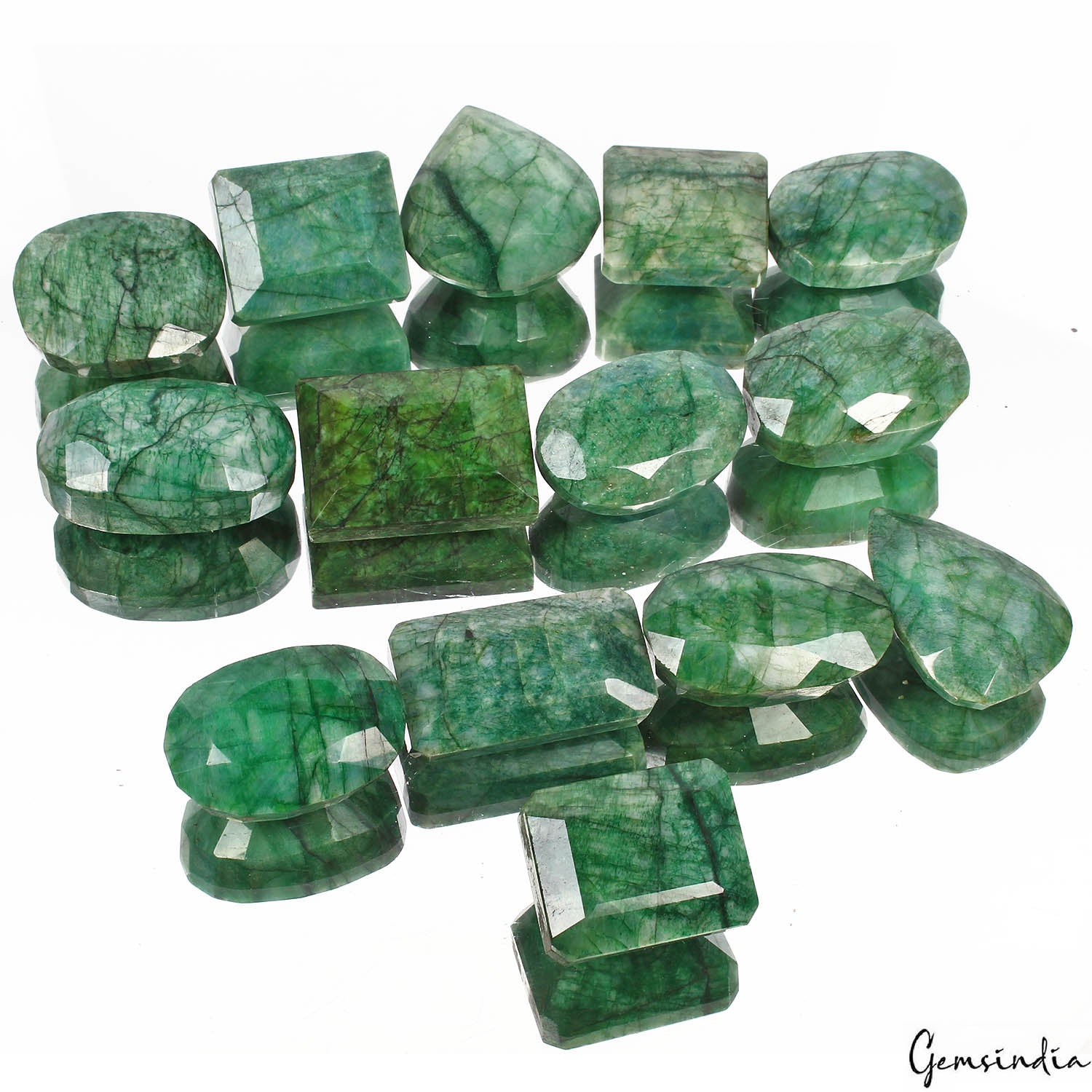 1 Kg/14 Pcs Natural Brazilian Green Emerald Mixed Cut Loose Gems Wholesale Lot